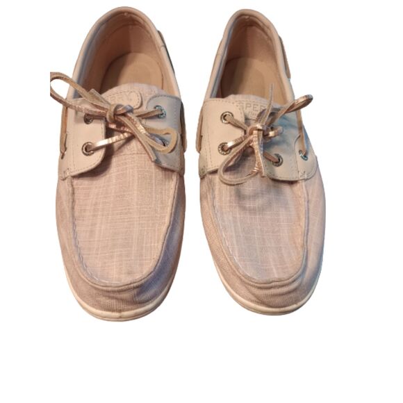 Sperry Top-Sider  Women's Size 10  Pink & Tan Sparkly Boat Shoes - Picture 3 of 5